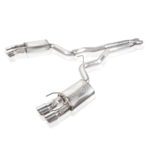 Ford Mustang Performance Exhaust - Rear - Stainless Works - Redline Series Cat Back, Dual Exit, X-Pipe, Active Valves - `18-`27